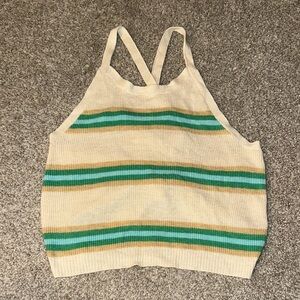 American Eagle Outfitters Knit Top with Green and Tan Stripes